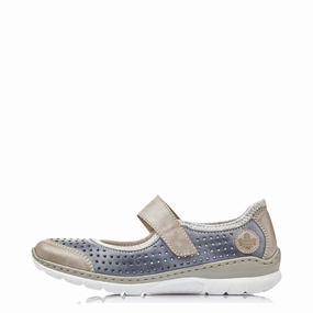 Rieker Women's Nikita B5 Mary Jane in Jeans Blue Light Touch Vine Path