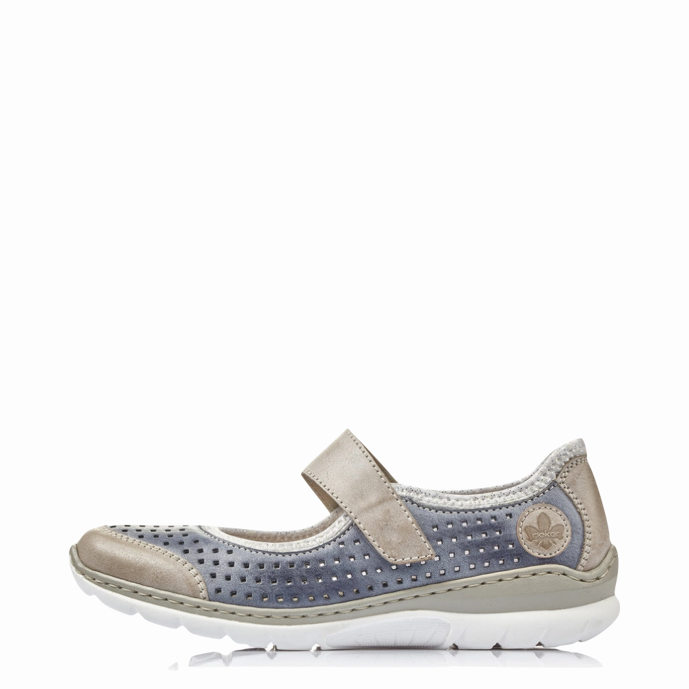 Rieker Women's Nikita B5 Mary Jane in Jeans Blue Light Touch Vine Path