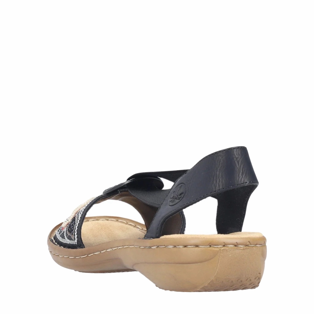 Sharp Cut Neutral Tone Rieker Women's Regina B4 Sandal in Black