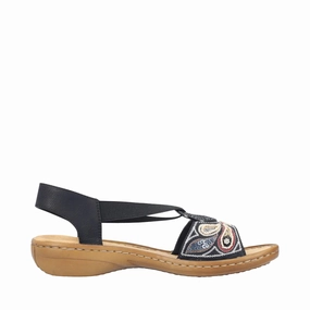 Rieker Women's Regina B4 Sandal in Black Guest Style Focus Ready