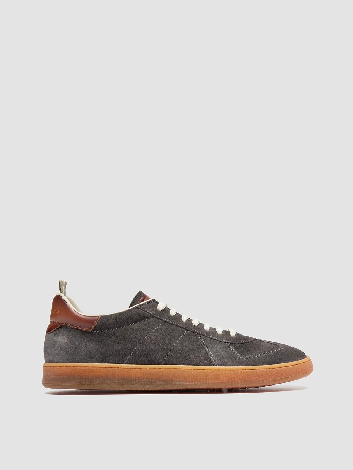 fabric - lining Speed Walk MILITIA 002 - Grey Suede and Leather Low Top Sneakers