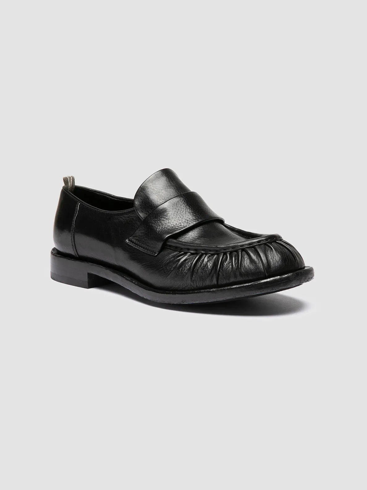 Smooth Leather RUGGED 009 - Black Leather Penny Loafers