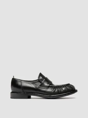 RUGGED 009 - Black Leather Penny Loafers Lasting Comfort