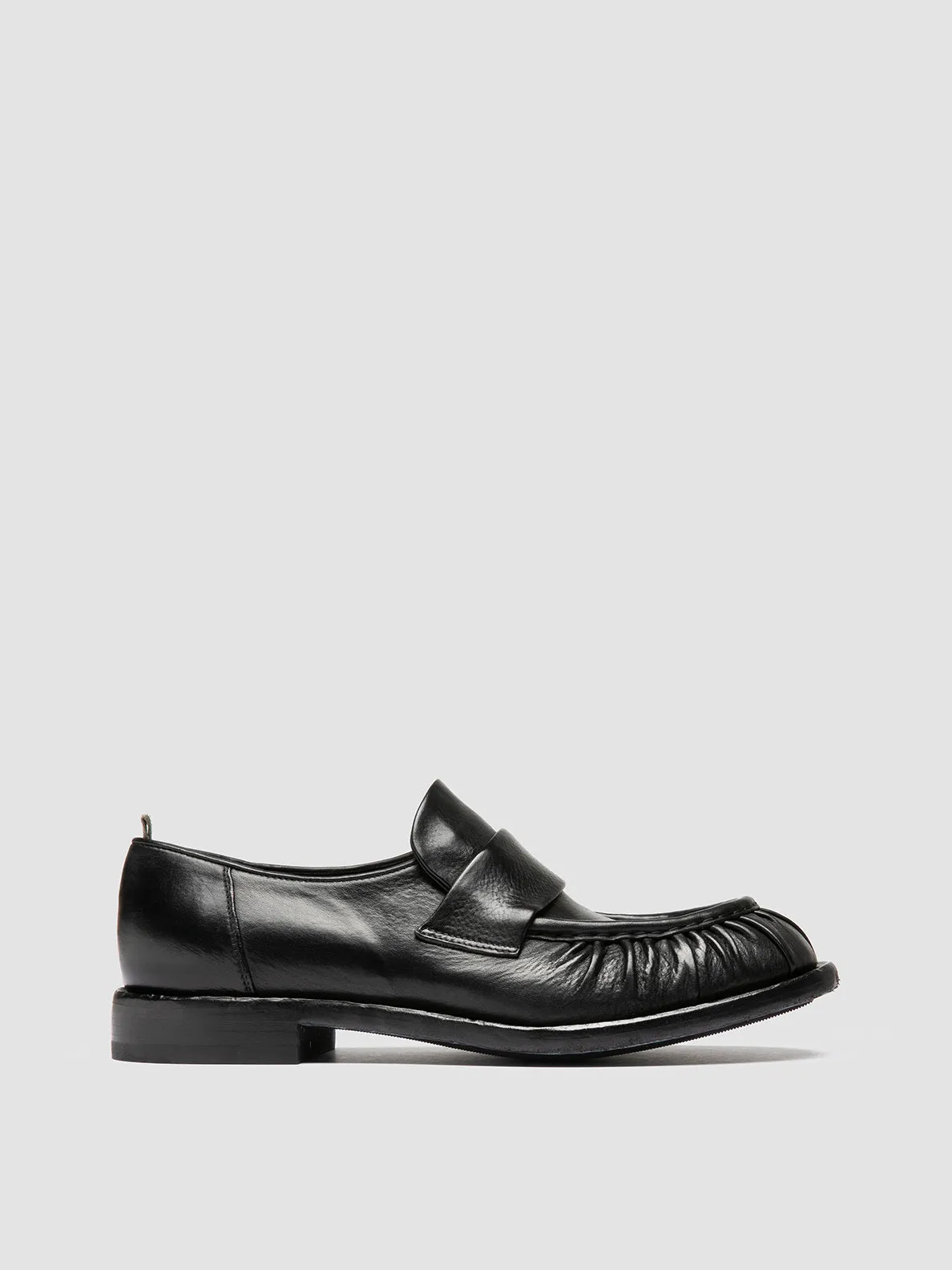 RUGGED 009 - Black Leather Penny Loafers Lasting Comfort