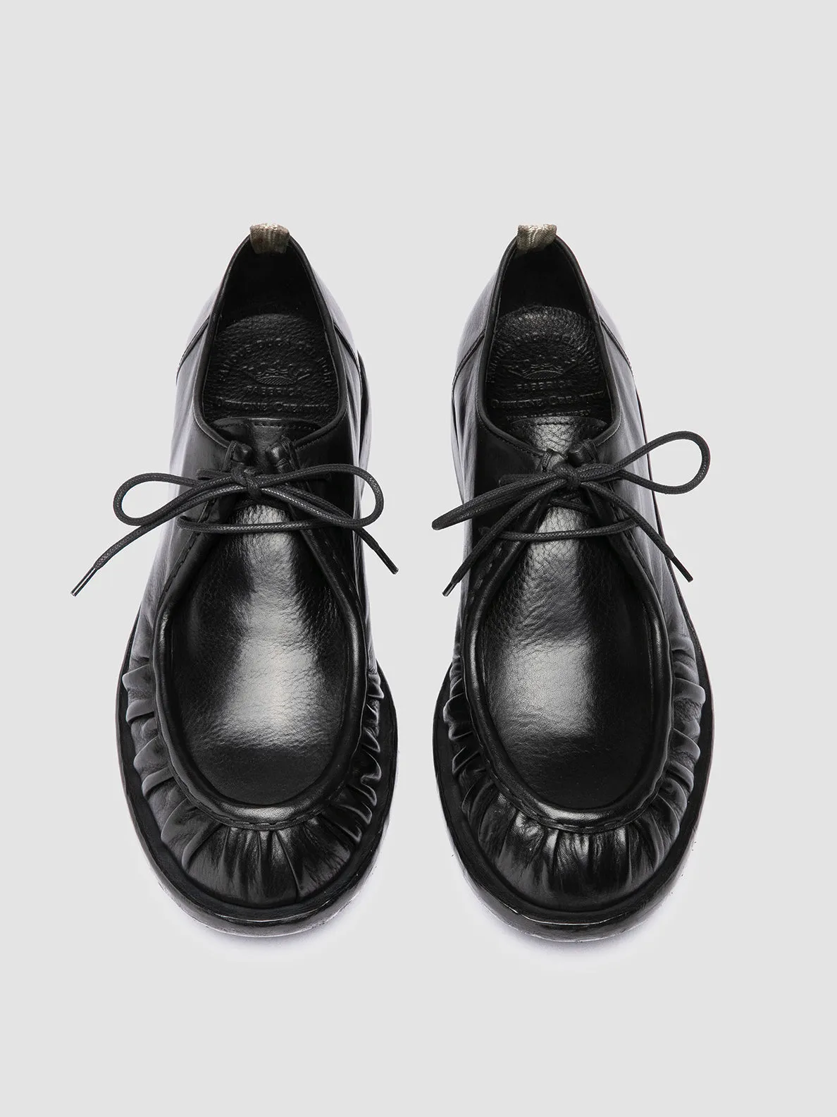 Air Knit RUGGED 010 - Black Leather Derby Shoes