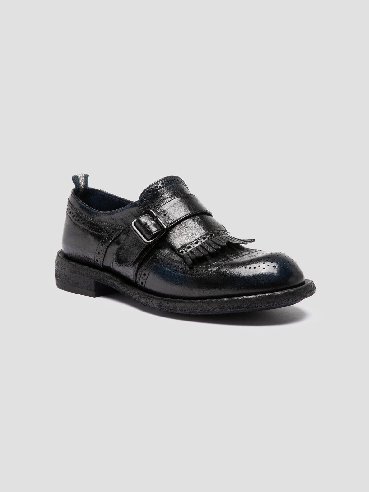 RUGGED 111 - Dark Navy Leather Monk Shoes Mobility Ready
