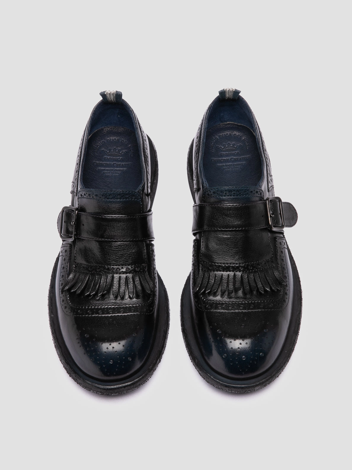 RUGGED 111 - Dark Navy Leather Monk Shoes Crisp Edge