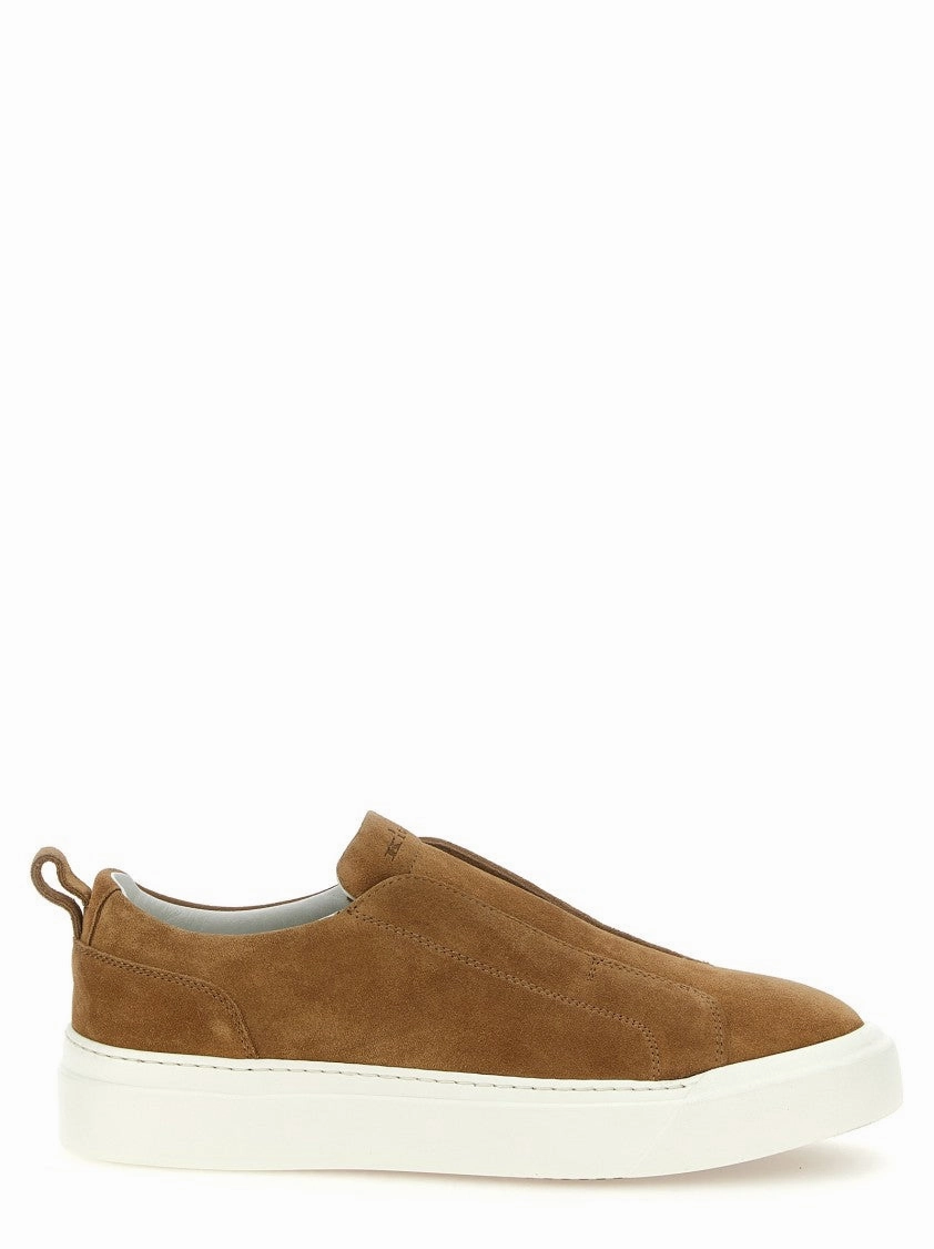 Brown Suede Slip-On Sneakers running for cardiovascular health