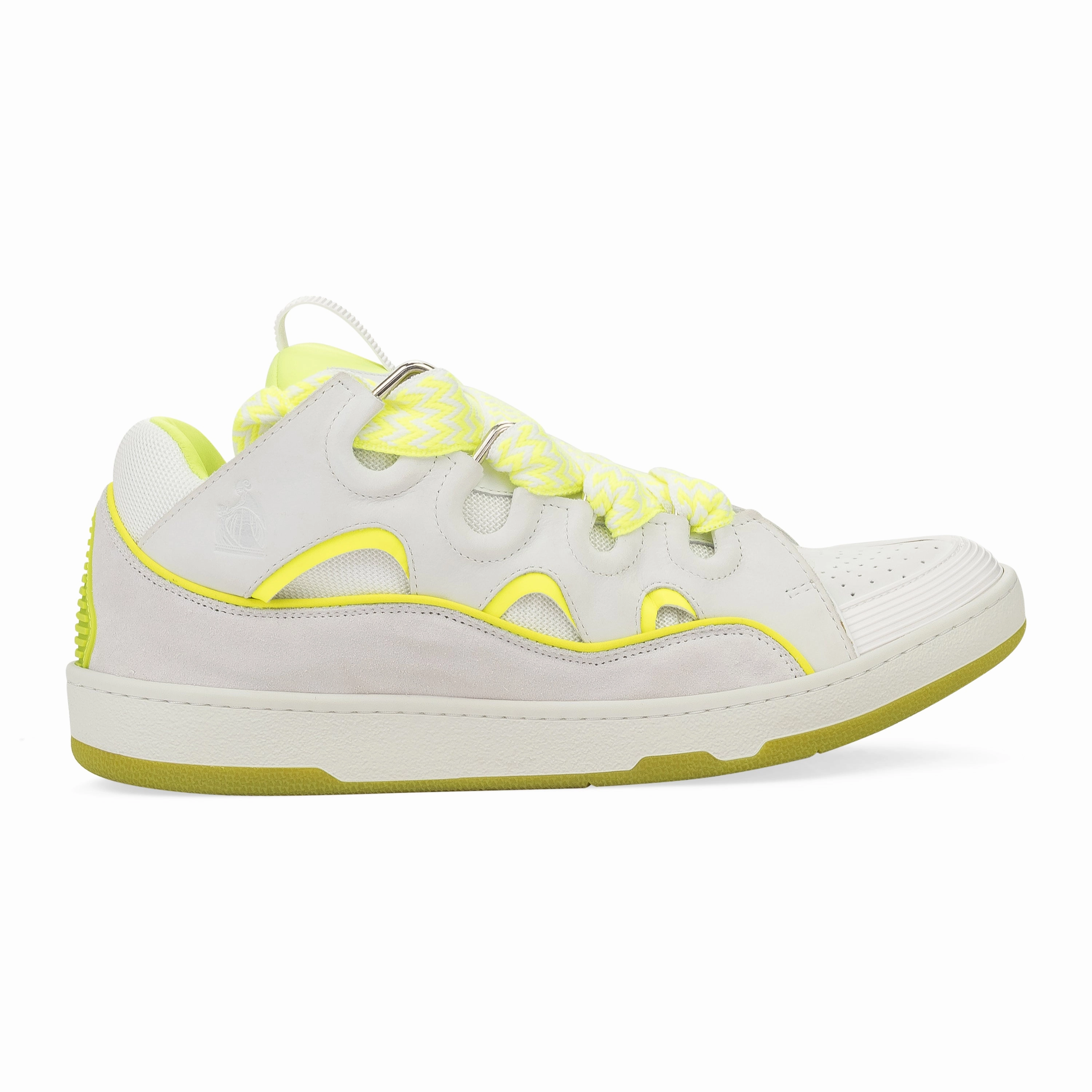 WHITE/FLOURESCENT YELLOW CURB SNEAKERS odor - resistant shoes