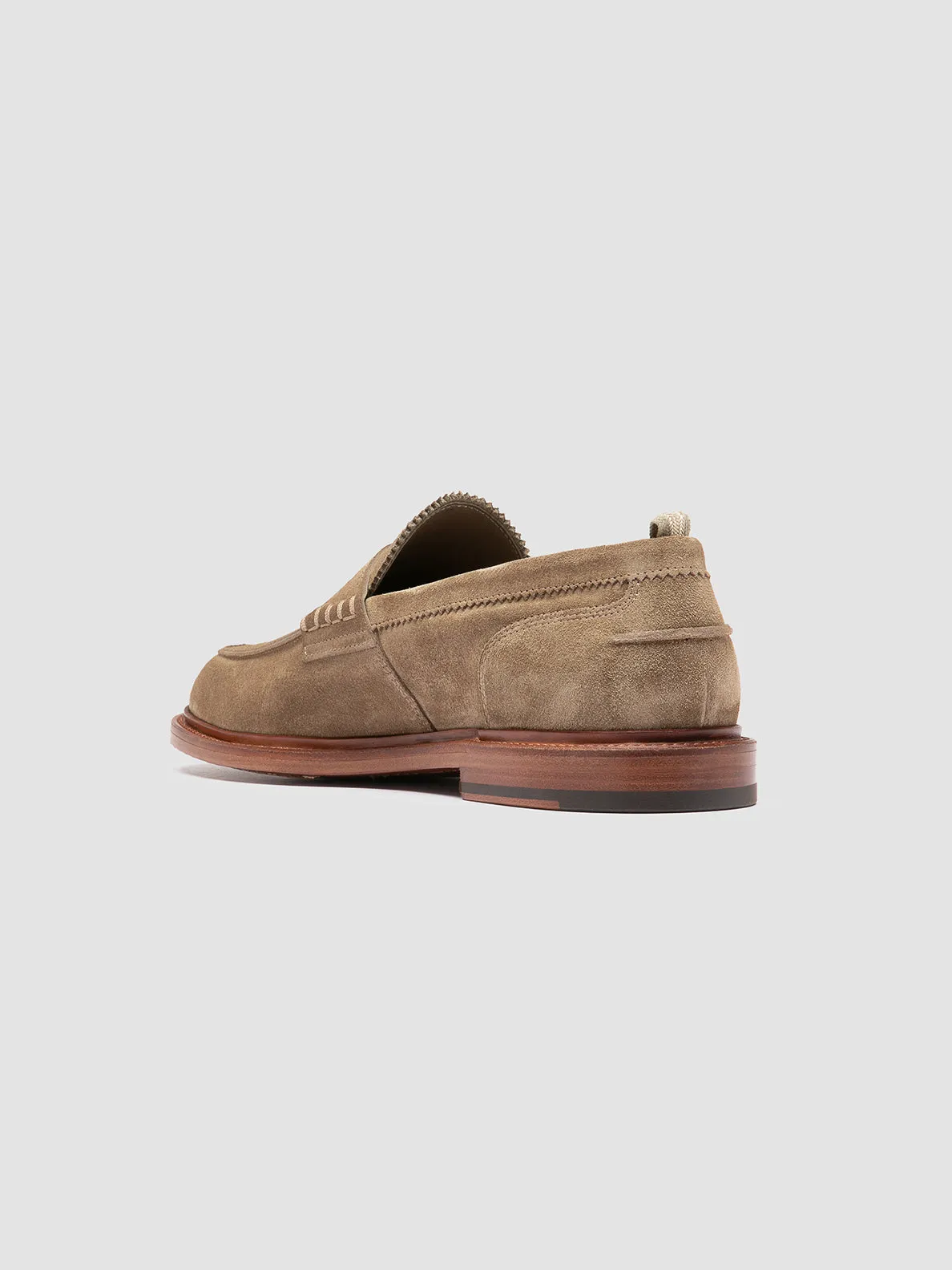 SAX 001 - Taupe Suede Penny Loafers Taper Shape