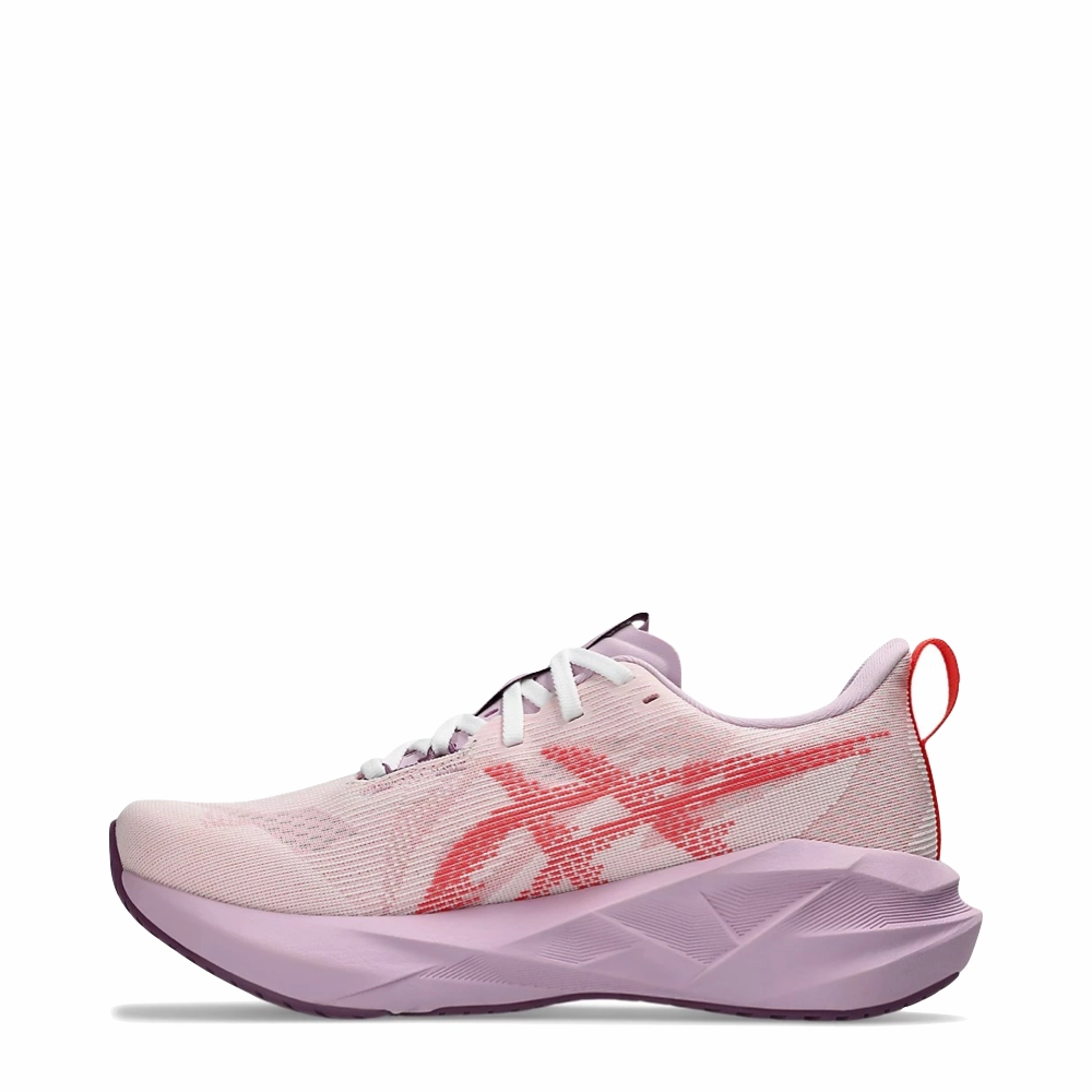Asics Women's Novablast 5 Sneaker in White/Coral Street Run