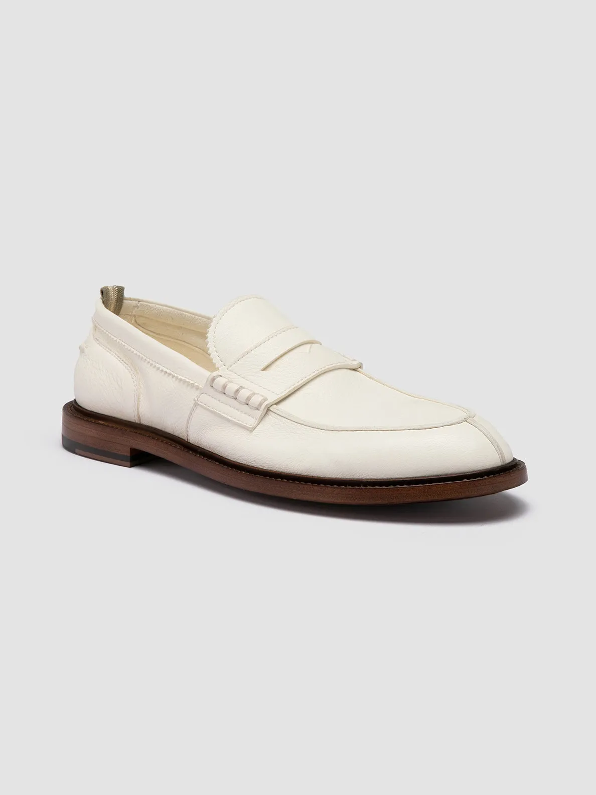 Heritage Craft Staff Style SAX 001 - White Leather Penny Loafers
