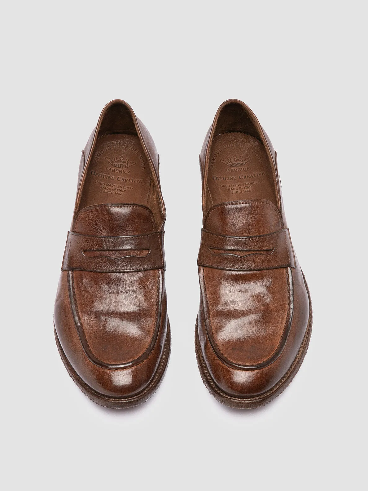 Lined Structure Exclusive Banquet ARCHIVE 522 - Brown Leather Penny Loafers