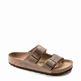 Durable Strap heel cup Birkenstock Arizona Oiled Leather Soft Footbed Sandal in Tobacco Brown