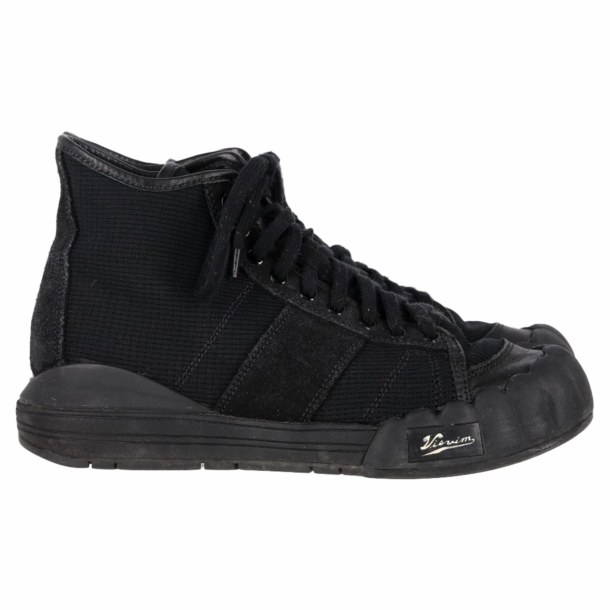 Visvim Lanier Leather-Trimmed High-Top Sneakers in Black Canvas Medium Cushioning