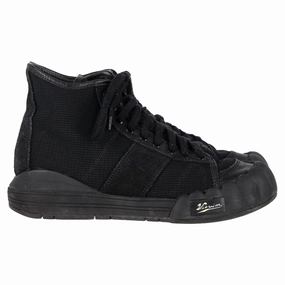 Visvim Lanier Leather-Trimmed High-Top Sneakers in Black Canvas Medium Cushioning