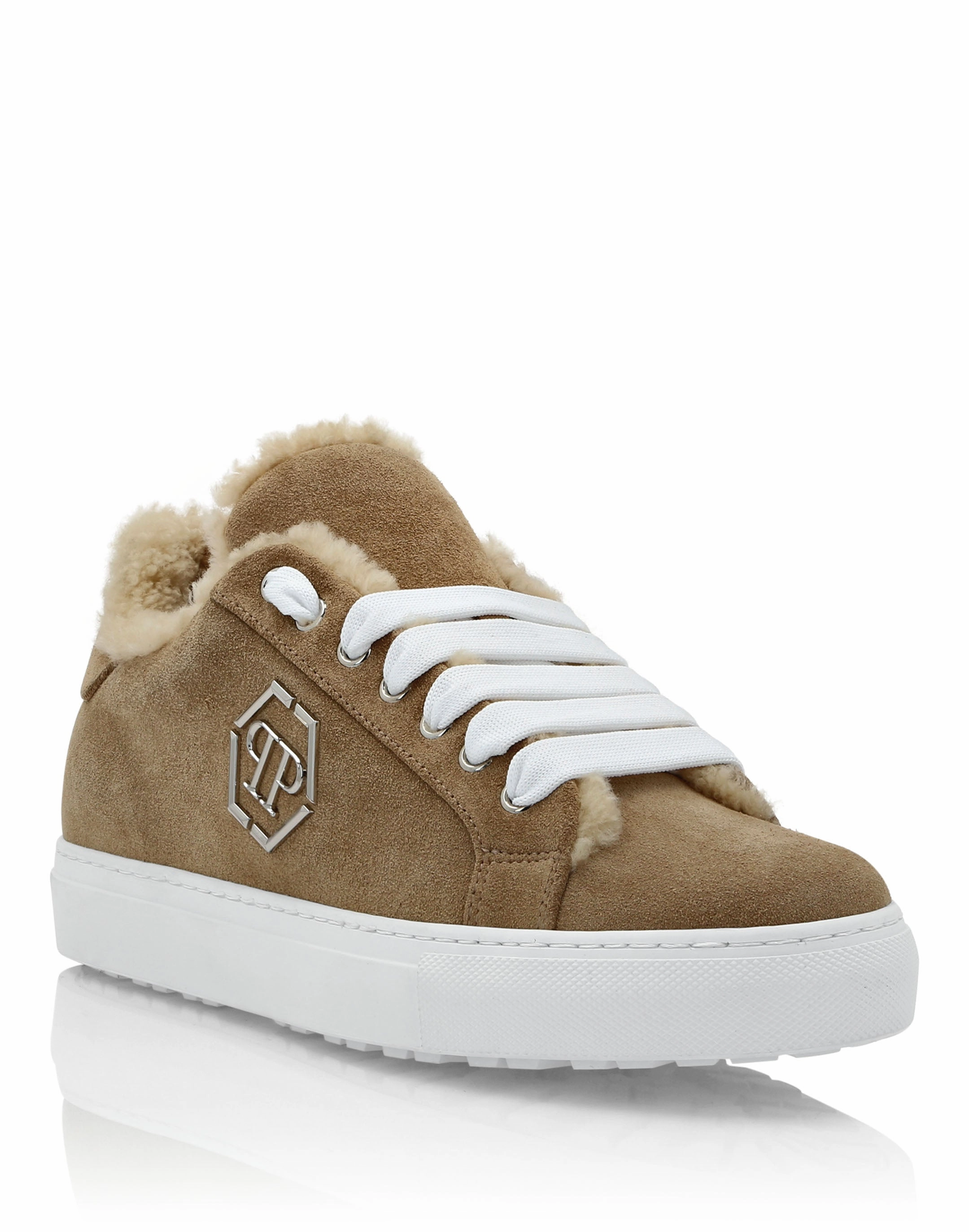 Reinforced Seams Shearling Lo-Top Sneakers