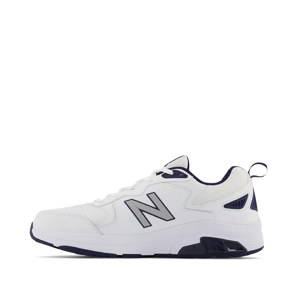 Stylish Gear running on road New Balance Men's MX857V3 Sneaker in White/Navy