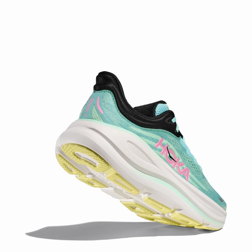 Hoka Women's Bondi 9 Sneaker in Blue Spark/Mint Fluorite WideToeBox