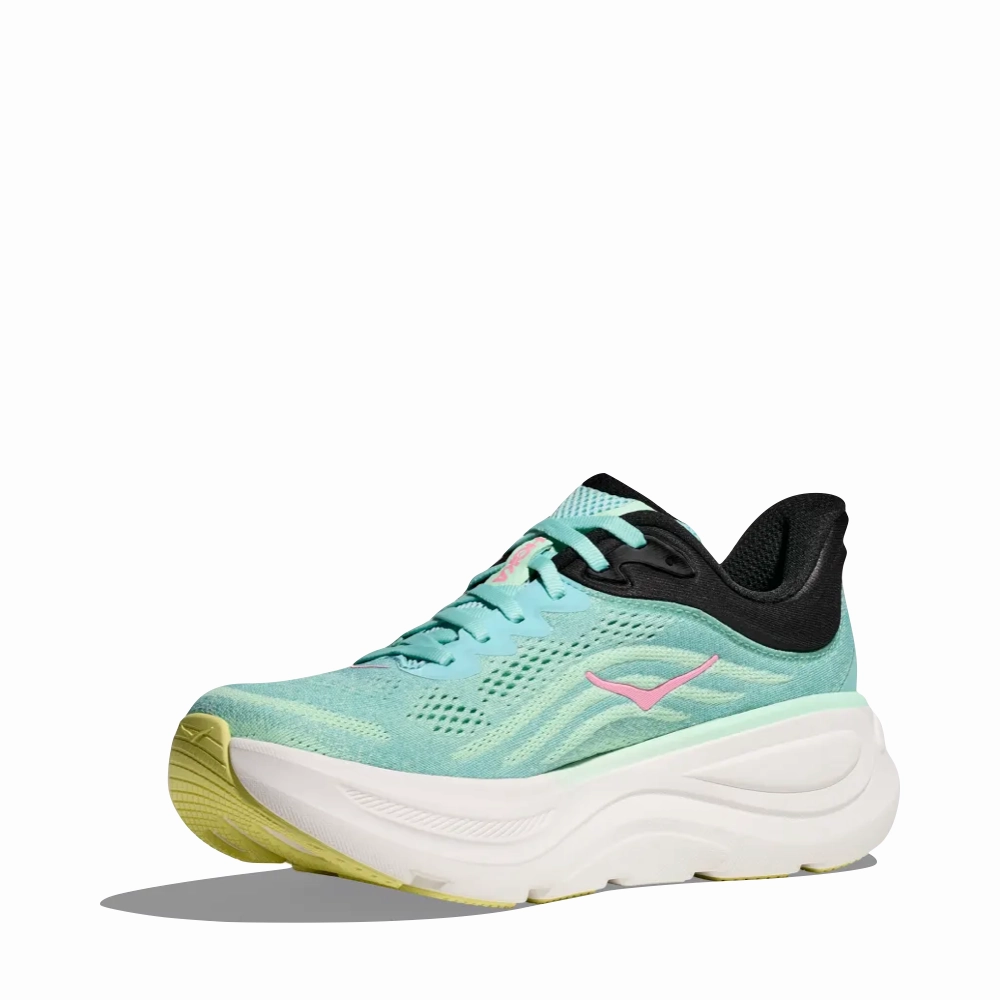 Light Travel Hoka Women's Bondi 9 Sneaker in Blue Spark/Mint Fluorite