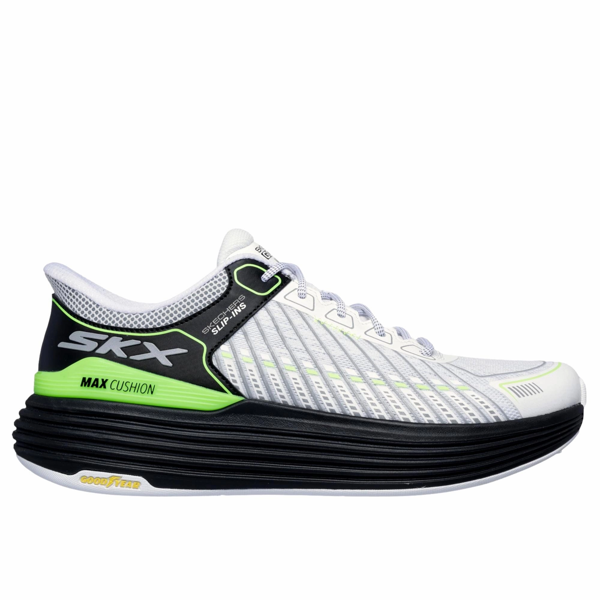 Skechers Max Cushioning Suspension- Nitevizn White / Black  220936-WBK Men's Stretchable Material lightweight sneakers