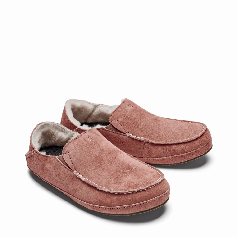 OluKai Women's Nohea Shearling Lined Slipper in Castlerock Mauve Relaxed Steps