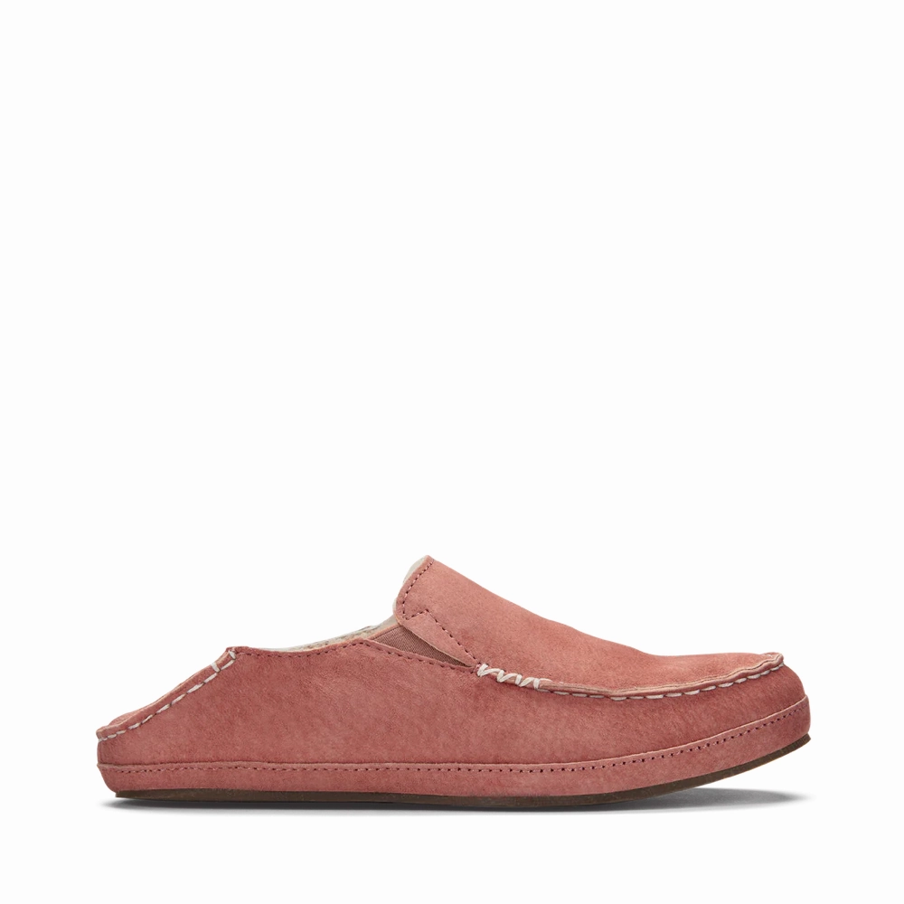Slip Resistant Technology OluKai Women's Nohea Shearling Lined Slipper in Castlerock Mauve