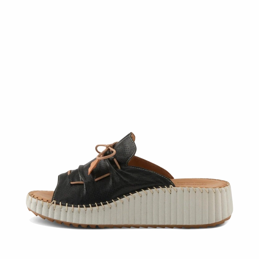 Spring Step Women's Nevelle Slide Wedge Sandal in Black Comfortable Wear