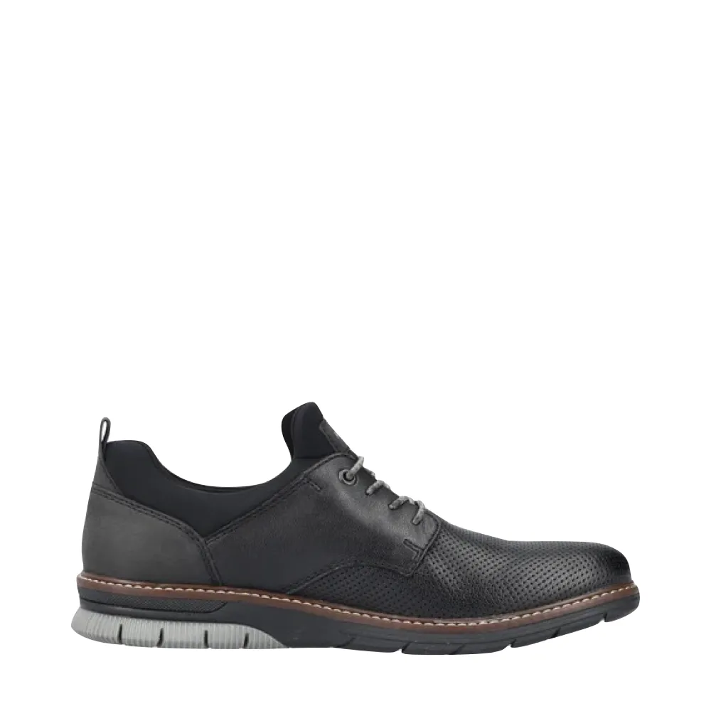 Wear resistant Classic Look Rieker Men's Dustin 50 Perfed Shoe in Black