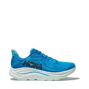 Hoka Men's Clifton 10 Sneaker in Hoka Blue/Skyward Blue running with a fitness tracker