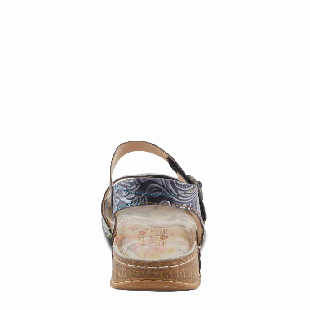 Spring Step Women's Popular Sandal in Black Multi Breathable Outdoor Wear Outing Fit