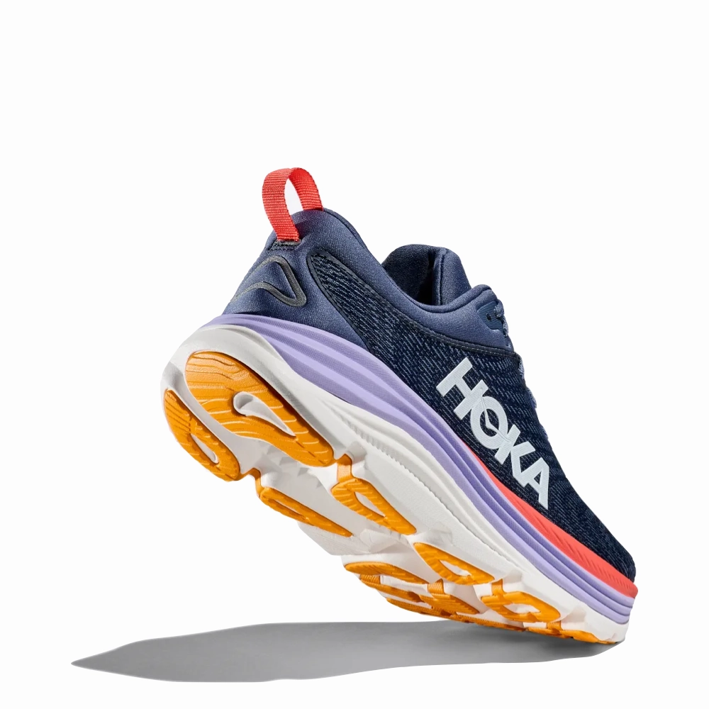 Hoka Women's Gaviota 5 Running Sneaker in Anchor/Grapefruit Short Trip