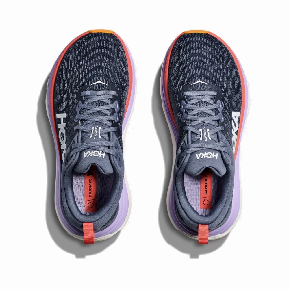 Hoka Women's Gaviota 5 Running Sneaker in Anchor/Grapefruit All Daywear Hold Step