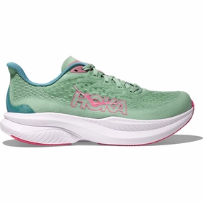 Hoka Women's Mach 6 Sneaker in Jadeite/Alpine Blue Bold colors