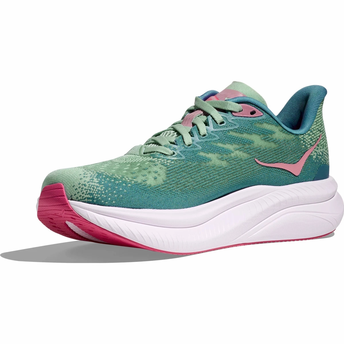 Shock Resistance Cool Inside Hoka Women's Mach 6 Sneaker in Jadeite/Alpine Blue