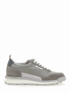Sneakers With Calf Leather And Suede Upper running in an airport area shoes attractively styled