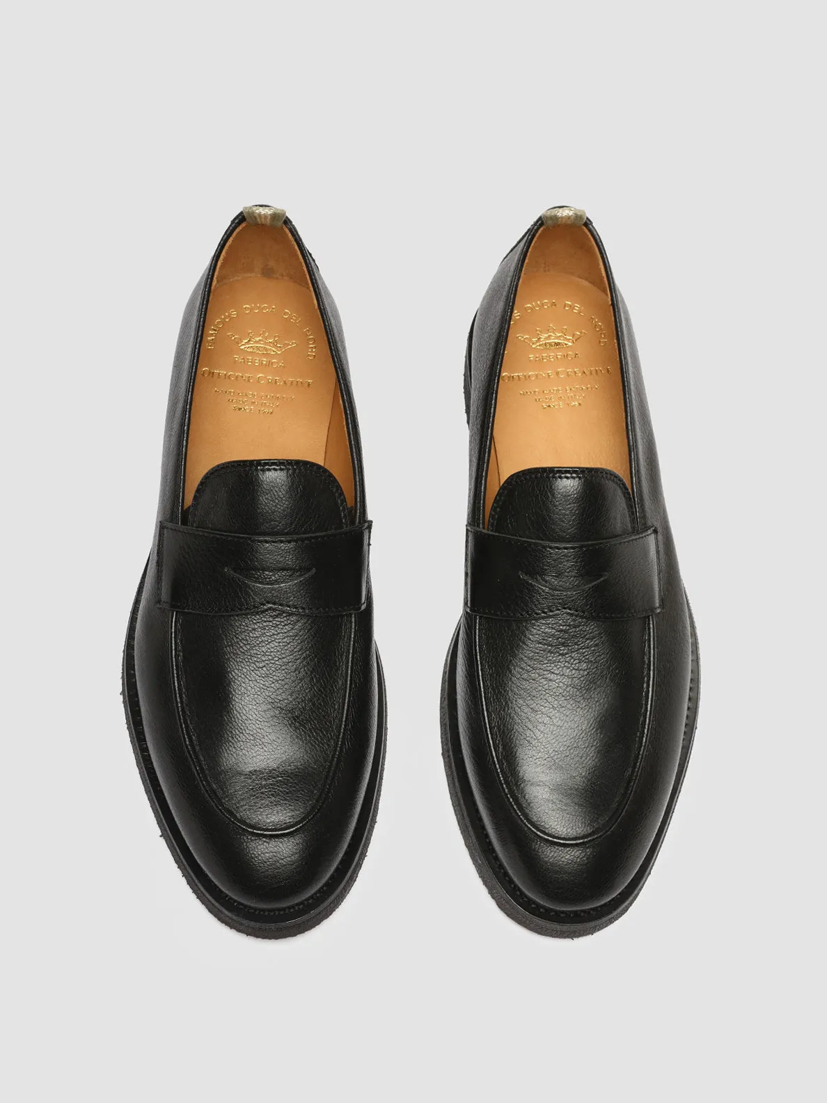 Pop Hue understated look OPERA FLEXI 101 - Black Leather Penny Loafers