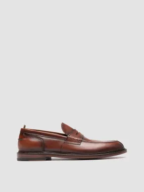 SAX 001 - Brown Leather Penny Loafers Soft Texture