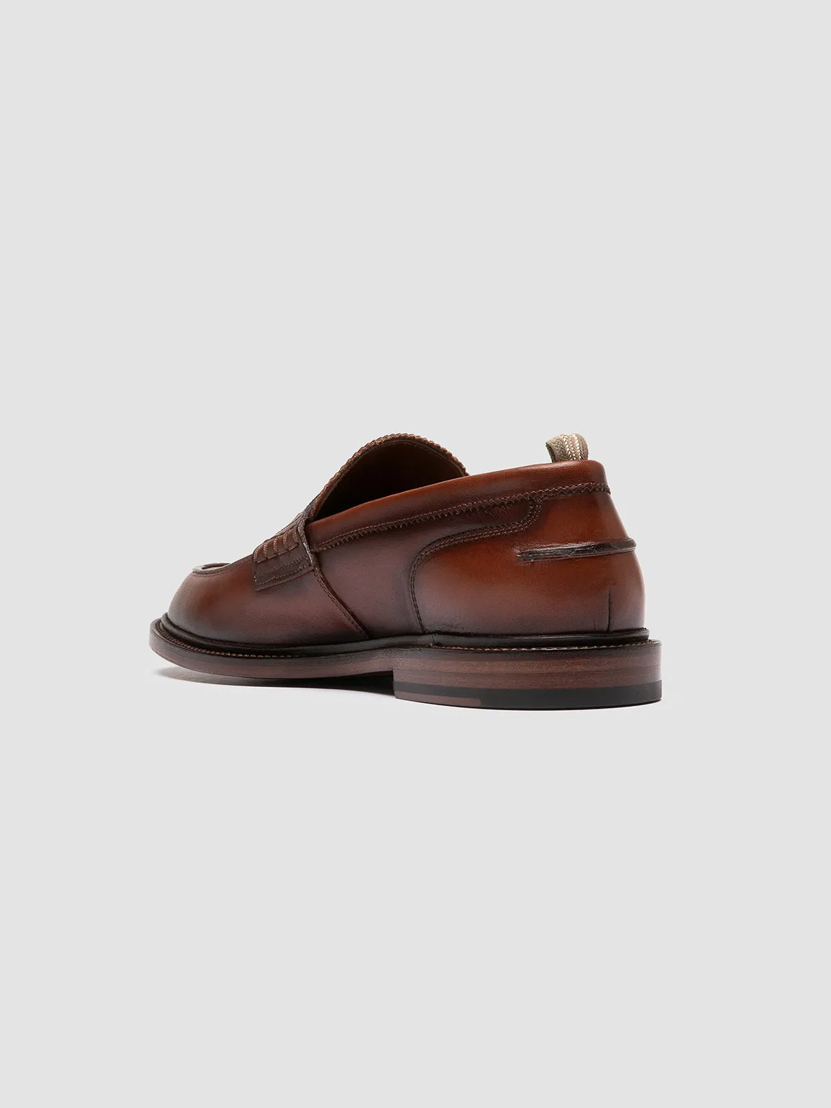 SAX 001 - Brown Leather Penny Loafers Taper Cut