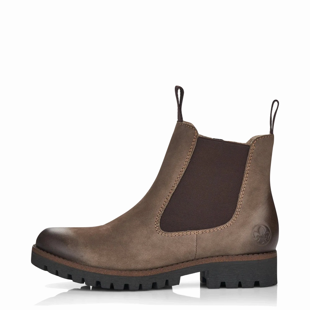 City Escape Rieker Women's 70 Chelsea Side Zip Suede Boot in Mud Brown