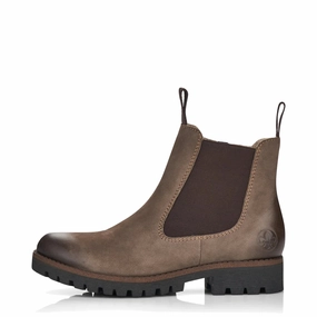 City Escape Rieker Women's 70 Chelsea Side Zip Suede Boot in Mud Brown