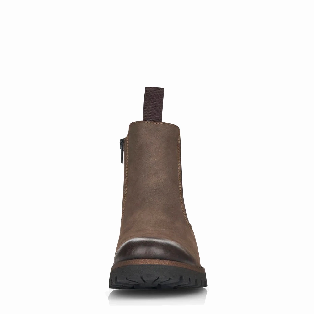 Canvas Soft Rieker Women's 70 Chelsea Side Zip Suede Boot in Mud Brown