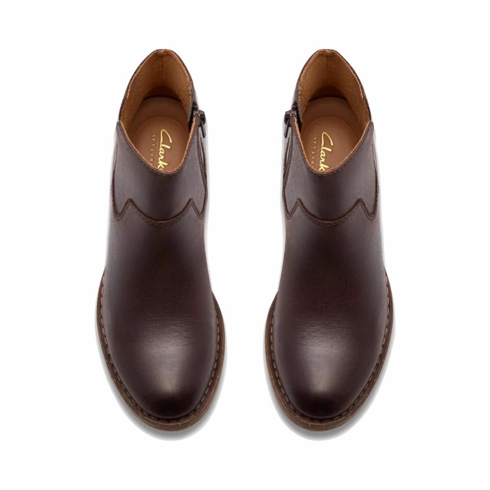 Clarks Women's Kastela Top Ankle Boots in Brown Basic Comfort Calfskin Upper