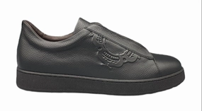 Men Leather Fashion Sneaker In Black 10K Run