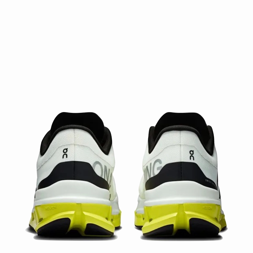 On Women's Cloudflow 5 Sneaker in White/Lime Fit Anytime