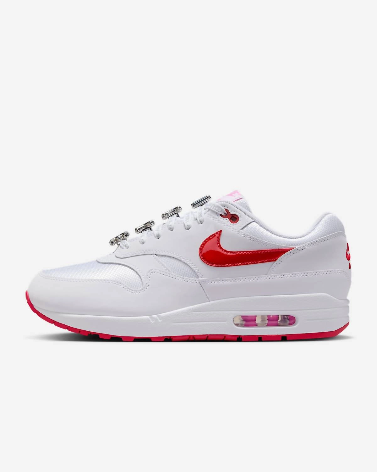 Men's Air Max 1 Premium Valentines Sneakers In White/university Red-Playful Pink track - field running shoes