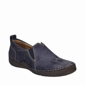 Grippy Outsole Strike Hike Josef Seibel Women's Fergey 49 Nubuck Slip On in Ocean Blue