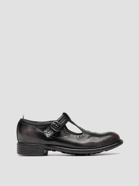 Client Dinner Always Ready CALIXTE 071 - Dark Grey Leather T-Bar Shoes