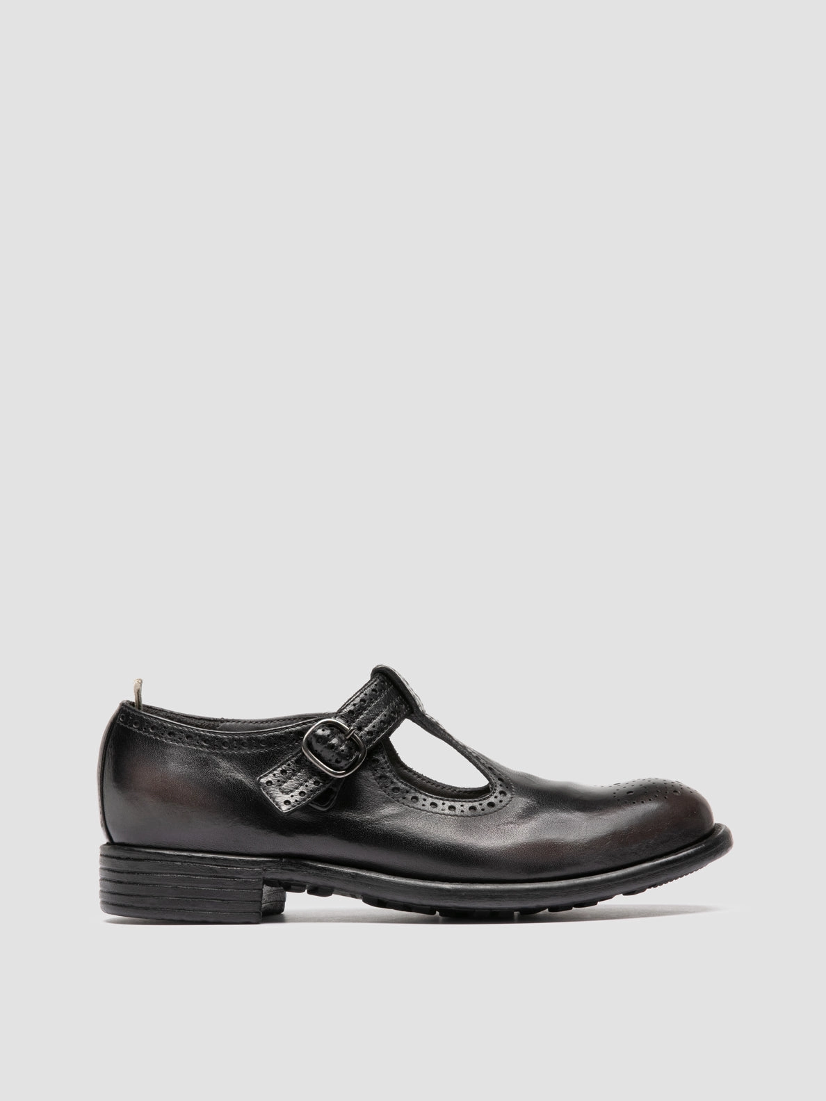 Client Dinner Always Ready CALIXTE 071 - Dark Grey Leather T-Bar Shoes