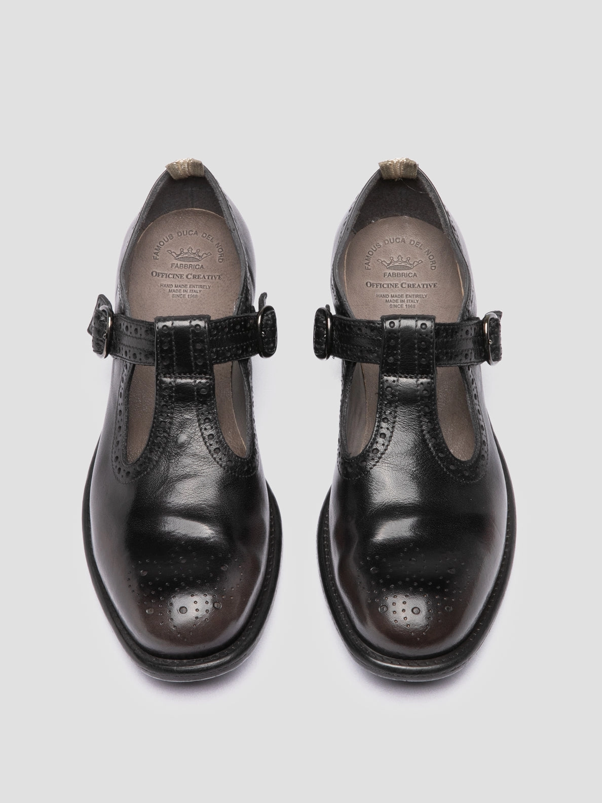 CALIXTE 071 - Dark Grey Leather T-Bar Shoes Luxury Resort